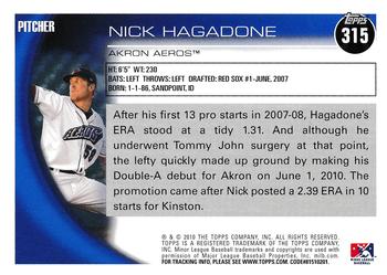 2010 Topps Pro Debut #315 Nick Hagadone Back