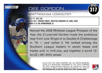 2010 Topps Pro Debut #317 Dee Gordon Back