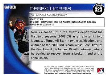 2010 Topps Pro Debut #323 Derek Norris Back