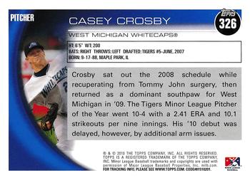2010 Topps Pro Debut #326 Casey Crosby Back