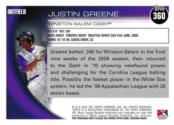 2010 Topps Pro Debut #360 Justin Greene Back