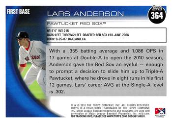 2010 Topps Pro Debut #364 Lars Anderson Back