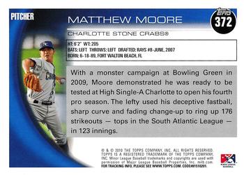 2010 Topps Pro Debut #372 Matt Moore Back