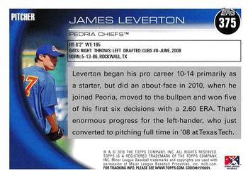 2010 Topps Pro Debut #375 James Leverton Back