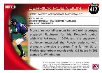 2010 Topps Pro Debut #417 Derrick Robinson Back