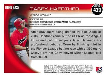 2010 Topps Pro Debut #439 Casey Haerther Back