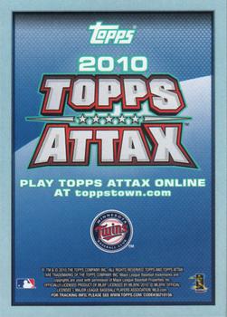 2010 Topps - Attax Code Cards #NNO Justin Morneau Back
