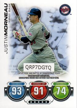 2010 Topps - Attax Code Cards #NNO Justin Morneau Front
