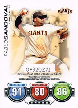 2010 Topps - Attax Code Cards #NNO Pablo Sandoval Front