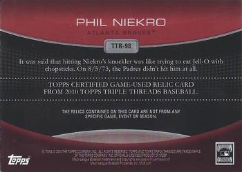 2010 Topps Triple Threads - Relics #TTR-98 Phil Niekro Back
