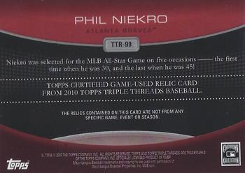 2010 Topps Triple Threads - Relics #TTR-99 Phil Niekro Back