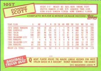 1985 Topps Traded #105T Donnie Scott Back