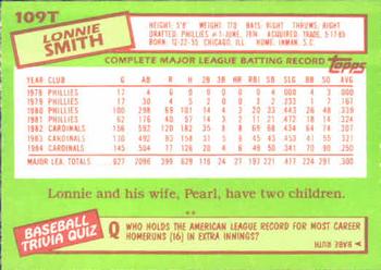 1985 Topps Traded #109T Lonnie Smith Back
