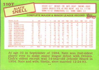 1985 Topps Traded #110T Nate Snell Back