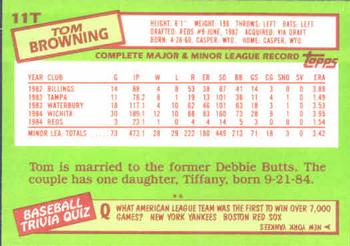 1985 Topps Traded #11T Tom Browning Back