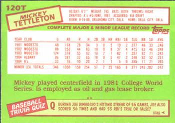 1985 Topps Traded #120T Mickey Tettleton Back