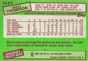 1985 Topps Traded #122T Rich Thompson Back