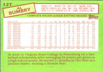 1985 Topps Traded #12T Al Bumbry Back