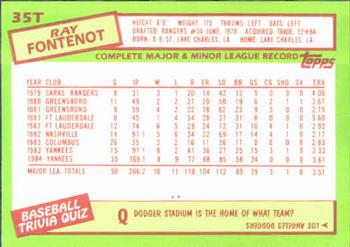 1985 Topps Traded #35T Ray Fontenot Back