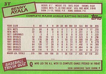 1985 Topps Traded #3T Benny Ayala Back