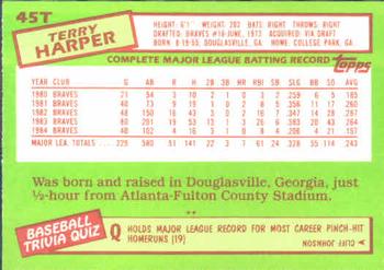 1985 Topps Traded #45T Terry Harper Back