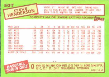 1985 Topps Traded #50T Steve Henderson Back