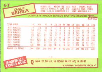 1985 Topps Traded #6T Dale Berra Back