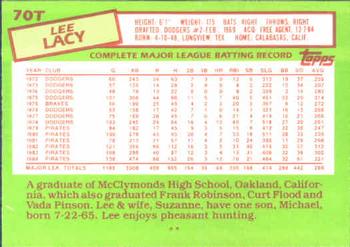 1985 Topps Traded #70T Lee Lacy Back