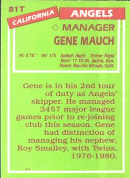1985 Topps Traded #81T Gene Mauch Back