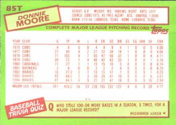 1985 Topps Traded #85T Donnie Moore Back