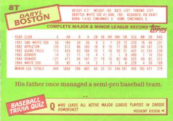 1985 Topps Traded #8T Daryl Boston Back