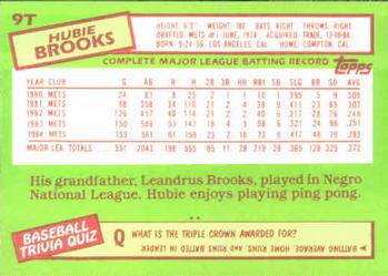 1985 Topps Traded #9T Hubie Brooks Back
