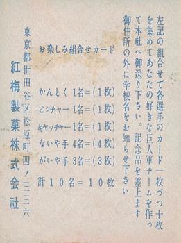 1951-52 Kobai Solid Color Background (JF 10) #NNO Noboru Aota Back