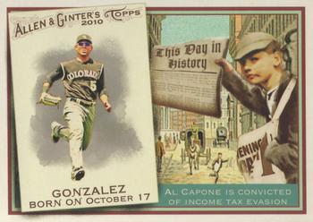 2010 Topps Allen & Ginter - This Day in History #TDH16 Carlos Gonzalez Front