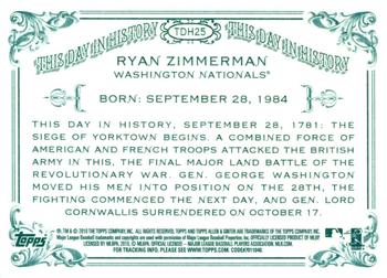 2010 Topps Allen & Ginter - This Day in History #TDH25 Ryan Zimmerman Back
