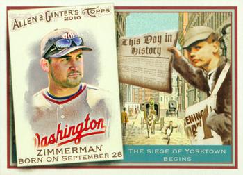 2010 Topps Allen & Ginter - This Day in History #TDH25 Ryan Zimmerman Front