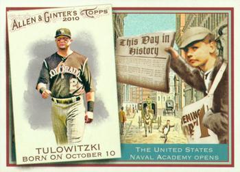 2010 Topps Allen & Ginter - This Day in History #TDH34 Troy Tulowitzki Front
