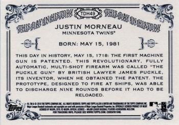 2010 Topps Allen & Ginter - This Day in History #TDH49 Justin Morneau Back