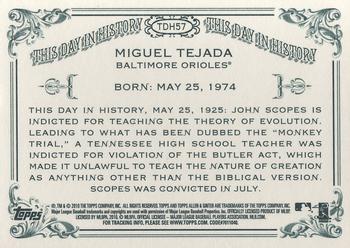 2010 Topps Allen & Ginter - This Day in History #TDH57 Miguel Tejada Back