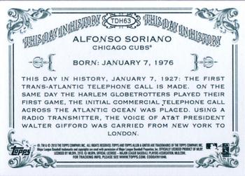 2010 Topps Allen & Ginter - This Day in History #TDH63 Alfonso Soriano Back