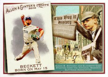 2010 Topps Allen & Ginter - This Day in History #TDH67 Josh Beckett Front