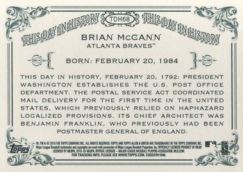 2010 Topps Allen & Ginter - This Day in History #TDH68 Brian McCann Back