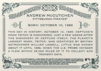 2010 Topps Allen & Ginter - This Day in History #TDH70 Andrew McCutchen Back
