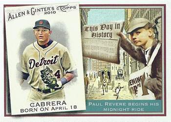 2010 Topps Allen & Ginter - This Day in History #TDH45 Miguel Cabrera Front
