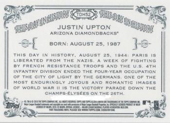 2010 Topps Allen & Ginter - This Day in History #TDH52 Justin Upton Back