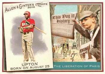 2010 Topps Allen & Ginter - This Day in History #TDH52 Justin Upton Front