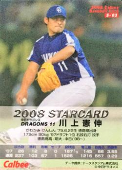 2008 Calbee - Star Cards #S-03 Kenshin Kawakami Back