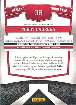 2010 Donruss Elite Extra Edition #36 Yordy Cabrera  Back