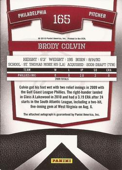 2010 Donruss Elite Extra Edition #165 Brody Colvin  Back