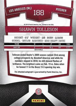2010 Donruss Elite Extra Edition #188 Shawn Tolleson  Back